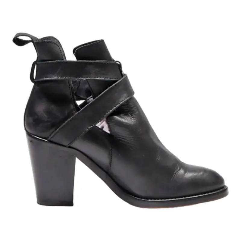 Ankle Boots Black Leather Womens UK 7