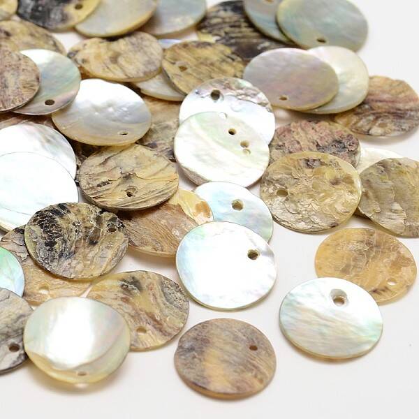 Flat Round Natural Akoya Shell Pendants