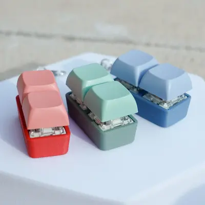 2 Key Mechanical Keyboard Fidget Keychain - Two-Tone Series