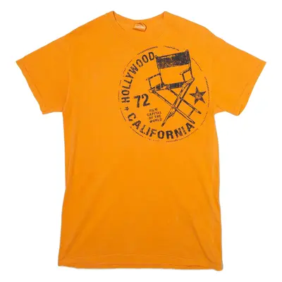 GILDAN Hollywood California Mens T-Shirt Orange USA S