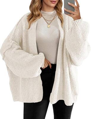 Womens Oversized Cardigan Sweaters Open Front Chunky Knit Casual Long Lantern Sleeve Fall Sweater Coats