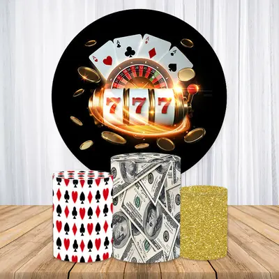 Aperturee Glitter Card Game Dollar Round Birthday Backdrop Kit | Birthday Backdrop Ideas | Birthday Round Backdrop Cover | Ro...