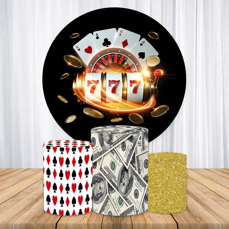 Aperturee Glitter Card Game Dollar Round Birthday Backdrop Kit | Birthday Backdrop Ideas | Birthday Round Backdrop Cover | Ro...