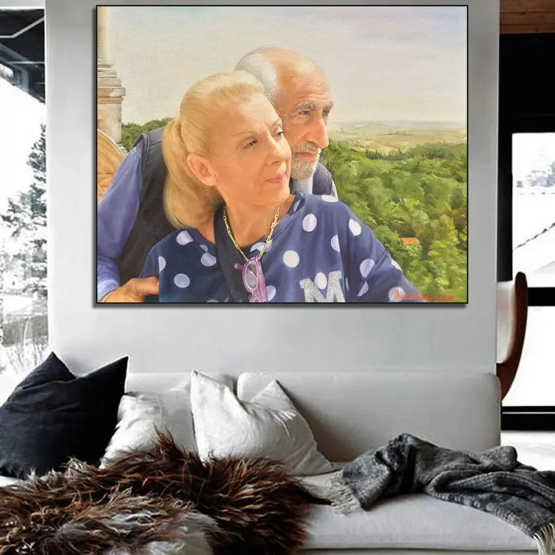 Abstract Couple Paintings from Photo Original Family Oil Painting Modern Wall Decor for Bedroom | PAINTING FROM PHOTO #47