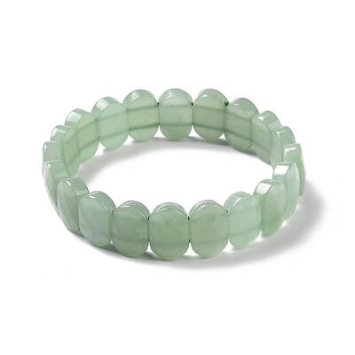 Natural Green Aventurine Oval Beaded Stretch Bracelet
