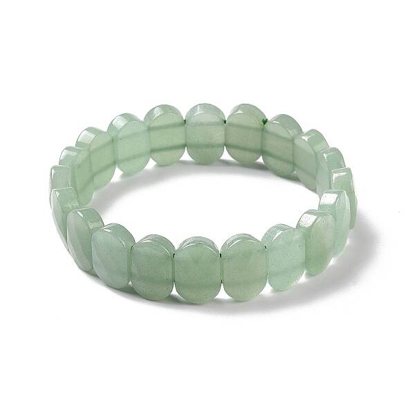 Natural Green Aventurine Oval Beaded Stretch Bracelet