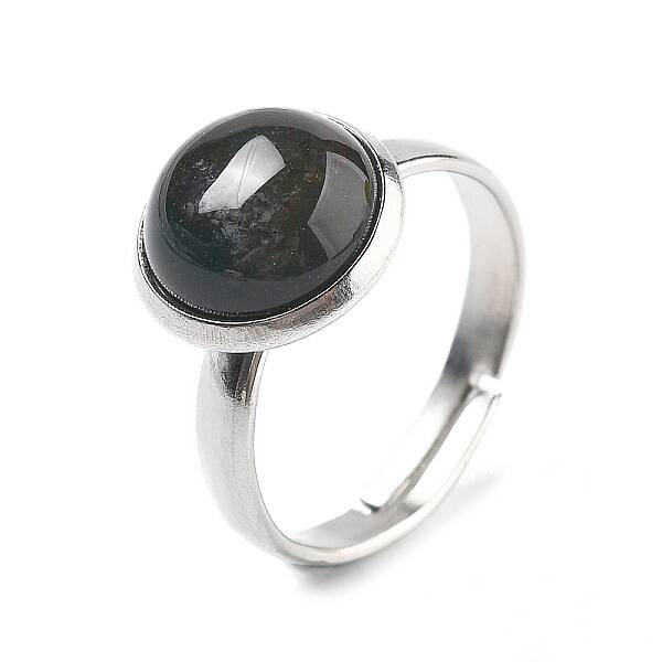 Half Round Natural Indian Agate Finger Rings