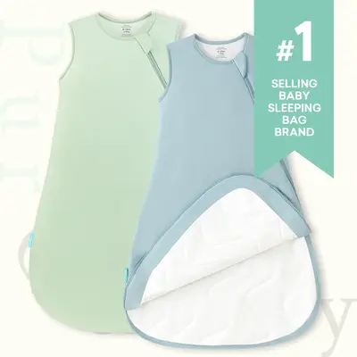 PurComfy 2-pack Bamboo Baby Sleep Sack 0.5/1.0/2.5 TOG, Premium Soft Wearable Sleepwear, 2-Way Safe Zipper Sleepsacks, Easy C...