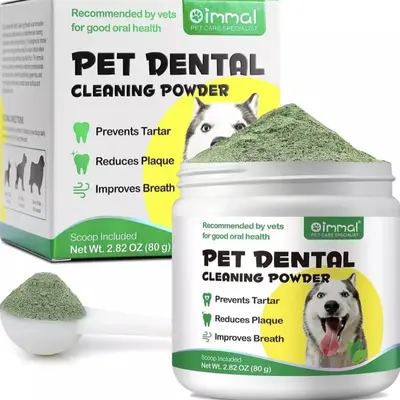 Plaque Removal Natural Dental Powder - Dog Dental Care and Bad Breath Treatment, Dog Teeth Cleaning Powder for Healthy Teeth ...