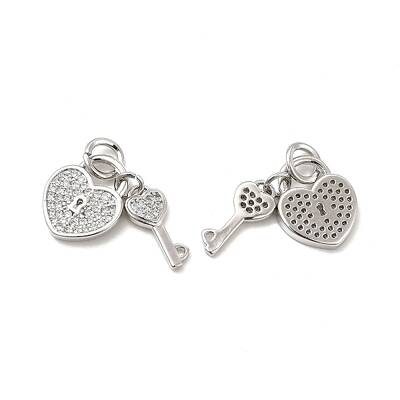 Brass Micro Pave Clear Cubic Zirconia Charms