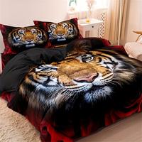 Breathable Tiger Printed Bedding Set, Including Duvet Cover And Pillowcase Without Filler, Halloween Decor Bedding Supplies ...