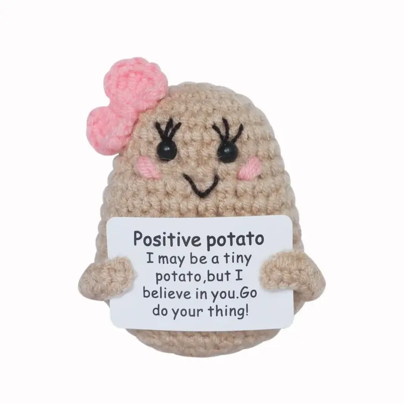 Cute Positive Potato Crochet Doll, 1 Count Mini Funny Positive Potato, Cute Knitted Positive Potato Doll, Encouragement Toy f...