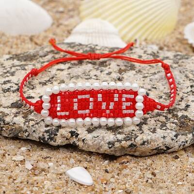 Word LOVE Loom Pattern Seed Beads Bracelets for Women