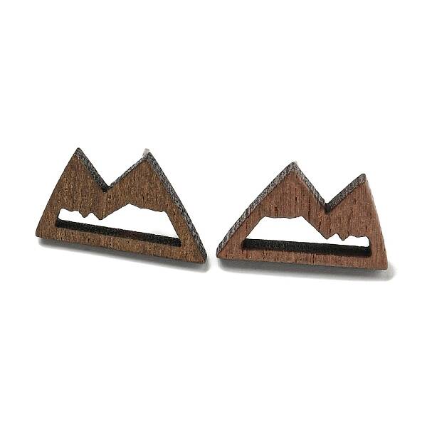 Walnut Wooden Stud Earrings