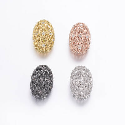 Brass Micro Pave Cubic Zirconia Beads