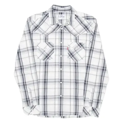 LEVI'S Mens Shirt White Plaid Long Sleeve M