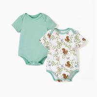 PatPat 【Two-piece Set​​】Baby Boy/Girl Bamboo Fabric Unisex Bodysuits One-pieces Romper Cute