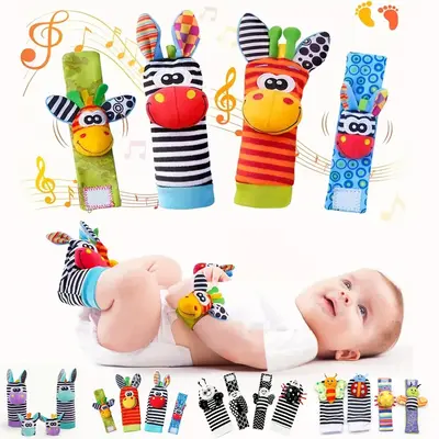 Baby Rattle Toy, 4 Counts/set Baby Wrist Rattle Socks, Baby Hand & Foot Toys, Infant Girl Boy Toys for Babies 3-6 Months, New...