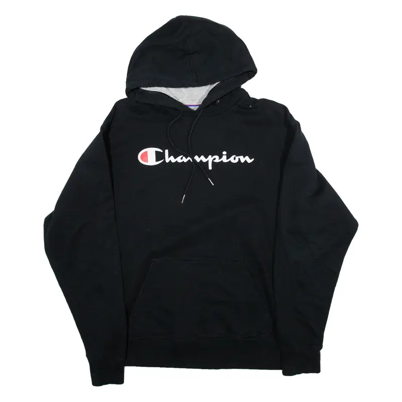 CHAMPION Mens Black Hoodie L