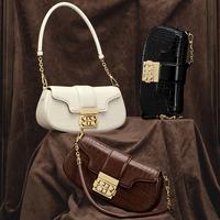 JellyToyBoy Rocking Bag Luxury Niche Shoulder Crocodile-Embossed Smooth Leather Compact Spacious Everyday Purse with Zip Clos...