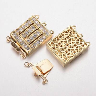 Brass Cubic Zirconia Box Clasps