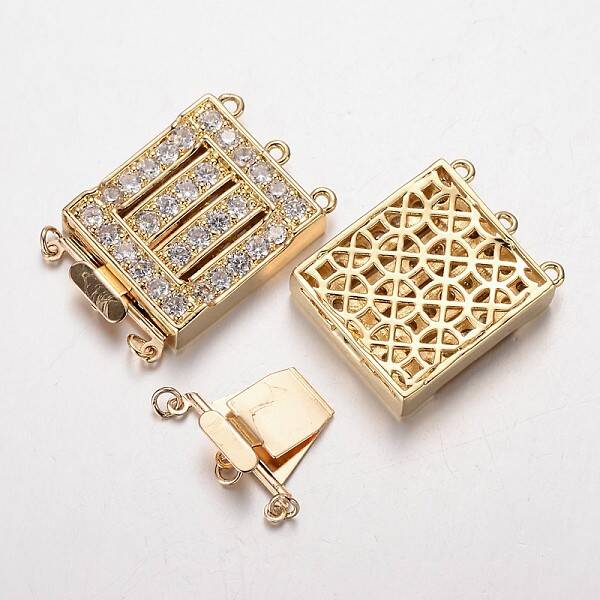 Brass Cubic Zirconia Box Clasps