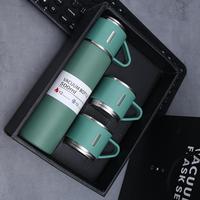 500ml Vacuum Flask Set, 1 Set Stainless Steel Thermal Mug with Cups, Travel Portable Leak-proof Insulated Bottle for Hot Dri...
