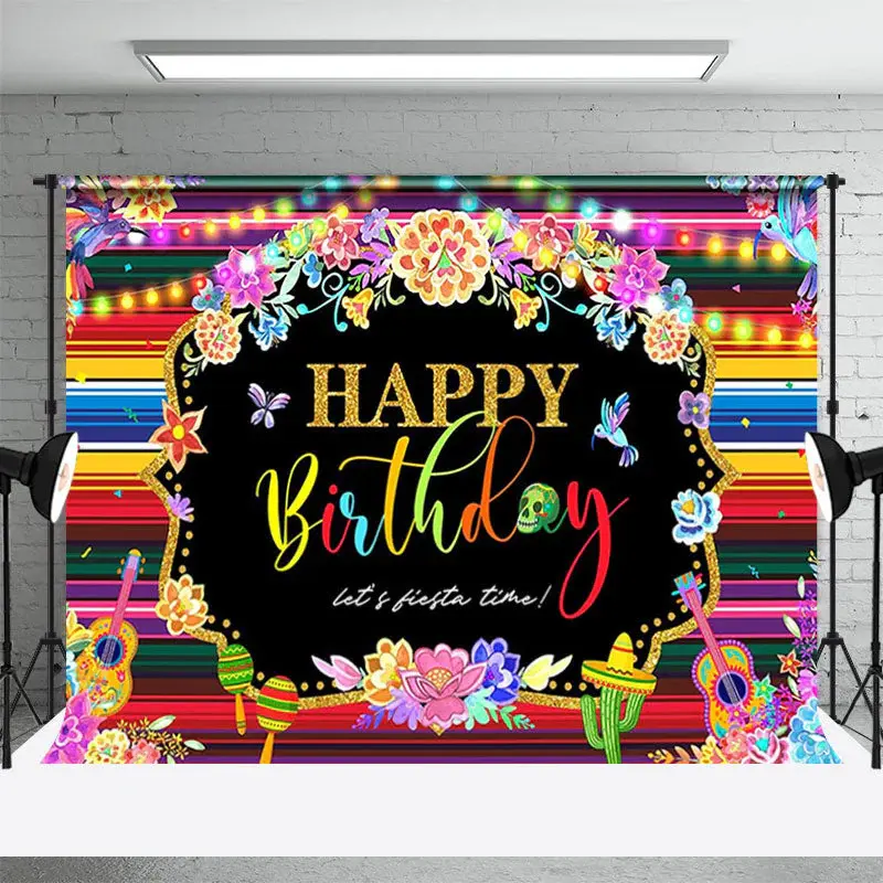 Fiesta Theme Happy Birthday Carnival Festival Backdrop - Aperturee