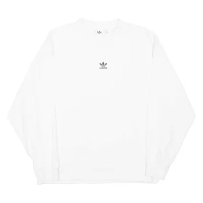 ADIDAS Oversized Fit Womens Sweatshirt White Crewneck UK 4