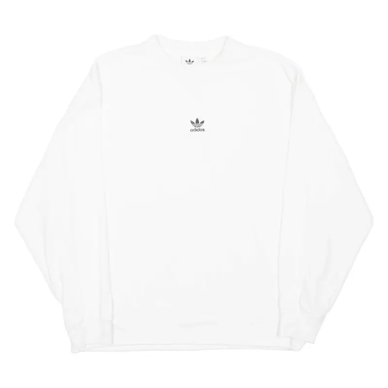 ADIDAS Oversized Fit Womens Sweatshirt White Crewneck UK 4