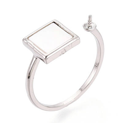 Square Brass & Shell Cup Peg Ring Settings