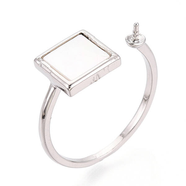 Square Brass & Shell Cup Peg Ring Settings
