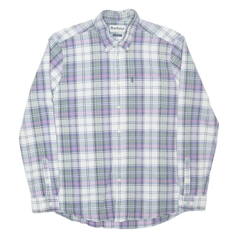 BARBOUR Mens Shirt Purple Check Long Sleeve L