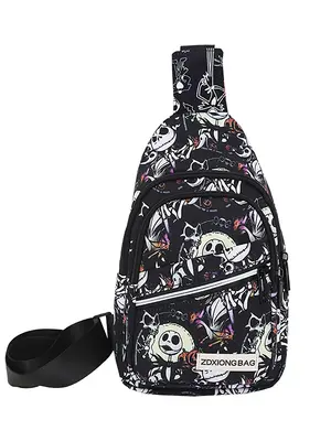 Christmas Themed Christmas Tree & Gingerbread  Pattern Luminous Zipper Crossbody Bag, Casual Sporty Shoulder Bag for Men, Ver...