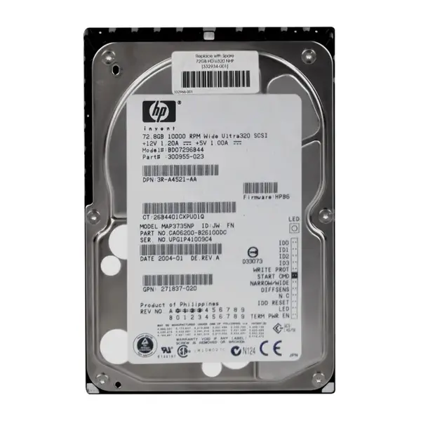 332934R-001 HP 72.8GB Ultra-320 SCSI 10000 3.5-inch Hard Drive