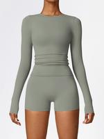 Women's Solid Tee & High Waist Skinny Shorts Sports Clothing Set Outfits for Yoga Gym Workout Running, Ladies Sportswear for ...