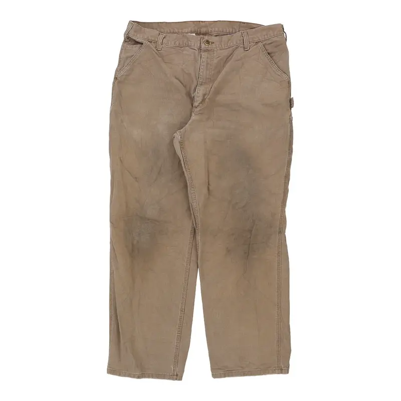 Lightly Worn Carhartt Carpenter Trousers - 37W 30L Beige Cotton