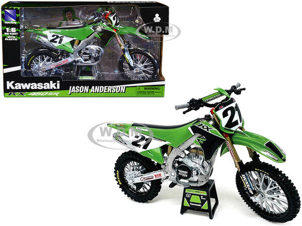 Kawasaki KX450SR Dirt Bike Motorcycle 21 Jason Anderson Green and Black \