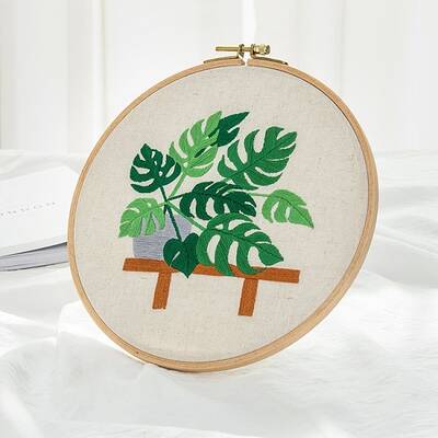 Monstera Leaf Pattern DIY Embroidery Beginner Kit