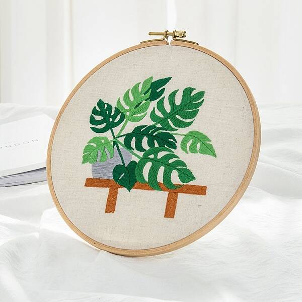 Monstera Leaf Pattern DIY Embroidery Beginner Kit