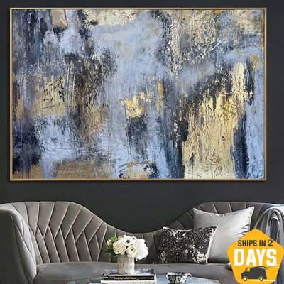 Abstract Oil Paintings On Canvas Gold Leaf Artwork Textured Wall Art Luxury Painting Original Hand Painted Wall Decor | ENERG...