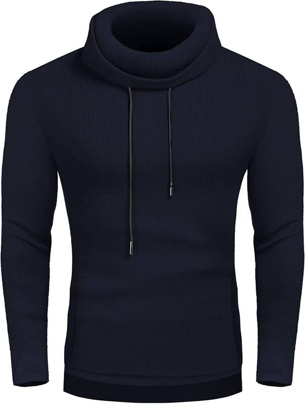 Knitted Pullover Turtleneck Sweater (US Only), Navy Blue / XL