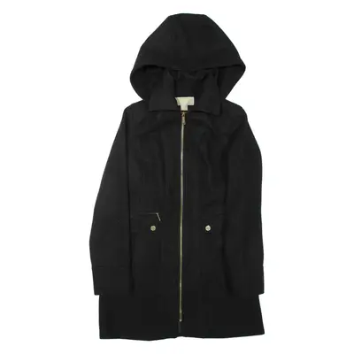 MICHAEL KORS Womens Coat Black Wool Hooded S