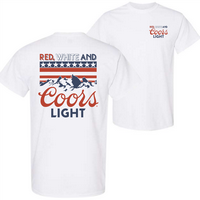 Red White and Coors Light T-Shirt – 2-Sided Patriotic Beer Graphic, Unisex Classic Cotton Crewneck Shortsleeve Top, Gift fo...