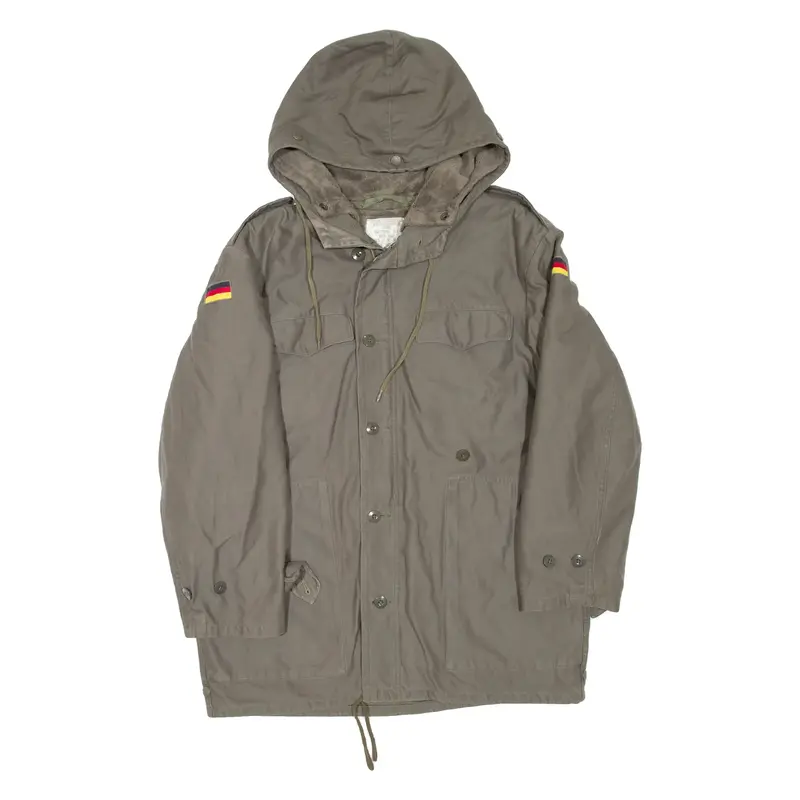 Mens Military Jacket Green Hooded L
