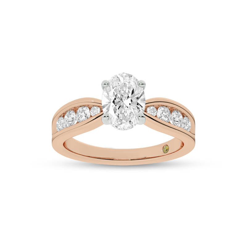 Verve Channel Set Bow Tied Shaped Oval Lab Diamond Engagement Ring | 10K Rose Gold 3 1/10 CT. TW.