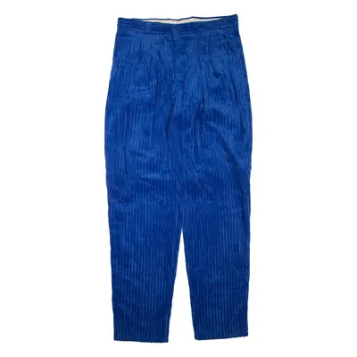 Mens Corduroy Trousers Blue Regular Tapered W34 L34