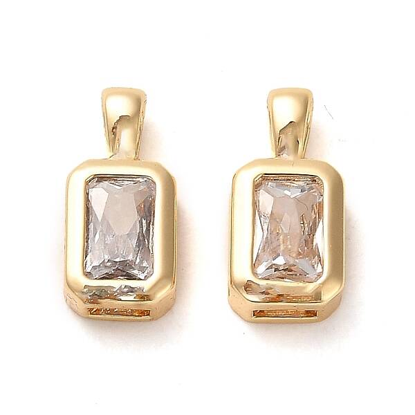 Brass Micro Pave Cubic Zirconia Charms