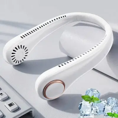 Hands Free Neck Fan for sports, travel and office use - Rechargeable bladeless cooling technology with up to 8 hours of run t...