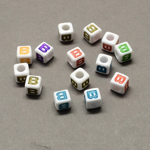 Large Hole Colorful Acrylic Letter European Beads